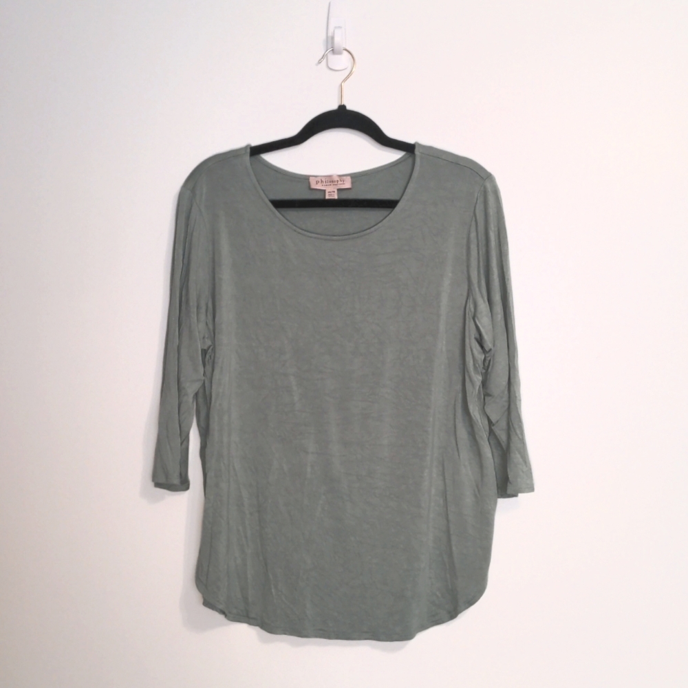 Philosophy 1x raylon green top blouse